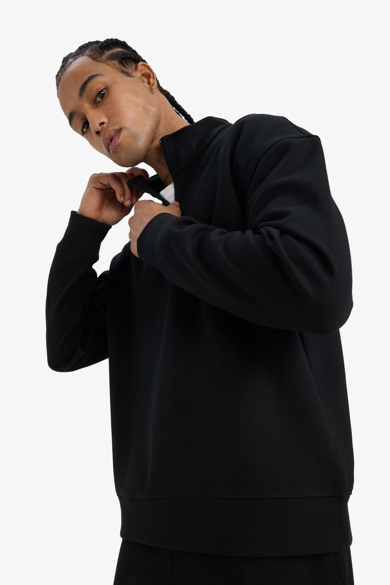DeFacto Black Man Boxy Fit Long Sleeve Sweatshirt Casual - Image 4