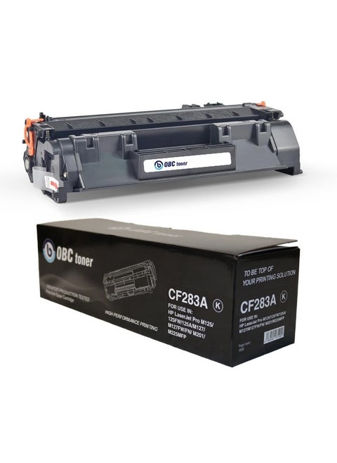 OBC Compatible CF283A Toner Cartridge  Black  Prints up to 1500 Pages  Replacement for HP 83A Toner  Compatible with HP LaserJet Pro M125 and M127 Printers