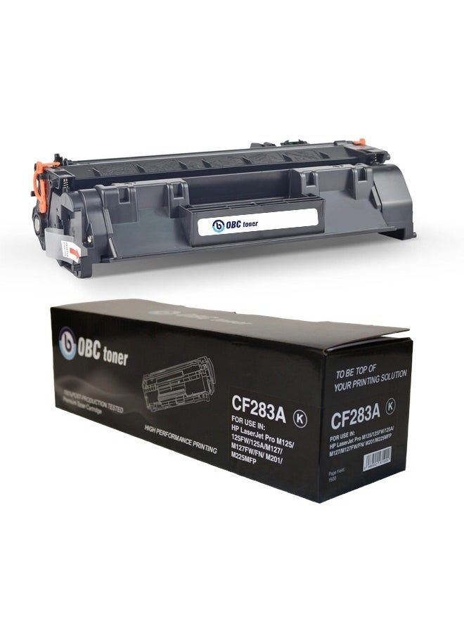 OBC - OBC Compatible CF283A Toner Cartridge  Black  Prints up to 1500 Pages  Replacement for HP 83A Toner  Compatible with HP LaserJet Pro M125 and M127 Printers - Image 1