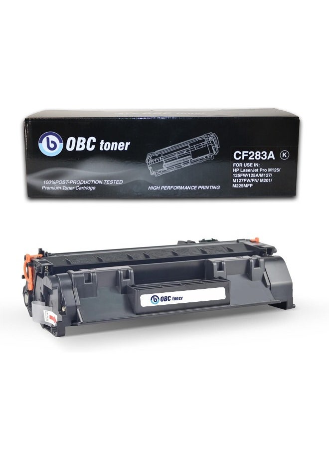 OBC - OBC Compatible CF283A Toner Cartridge  Black  Prints up to 1500 Pages  Replacement for HP 83A Toner  Compatible with HP LaserJet Pro M125 and M127 Printers - Image 1