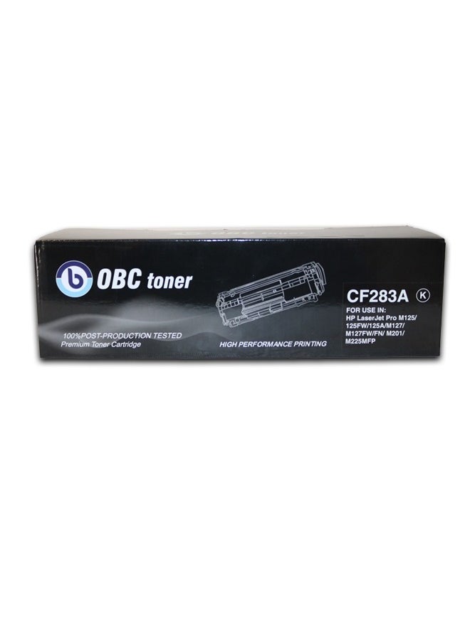 OBC - OBC Compatible CF283A Toner Cartridge  Black  Prints up to 1500 Pages  Replacement for HP 83A Toner  Compatible with HP LaserJet Pro M125 and M127 Printers - Image 1