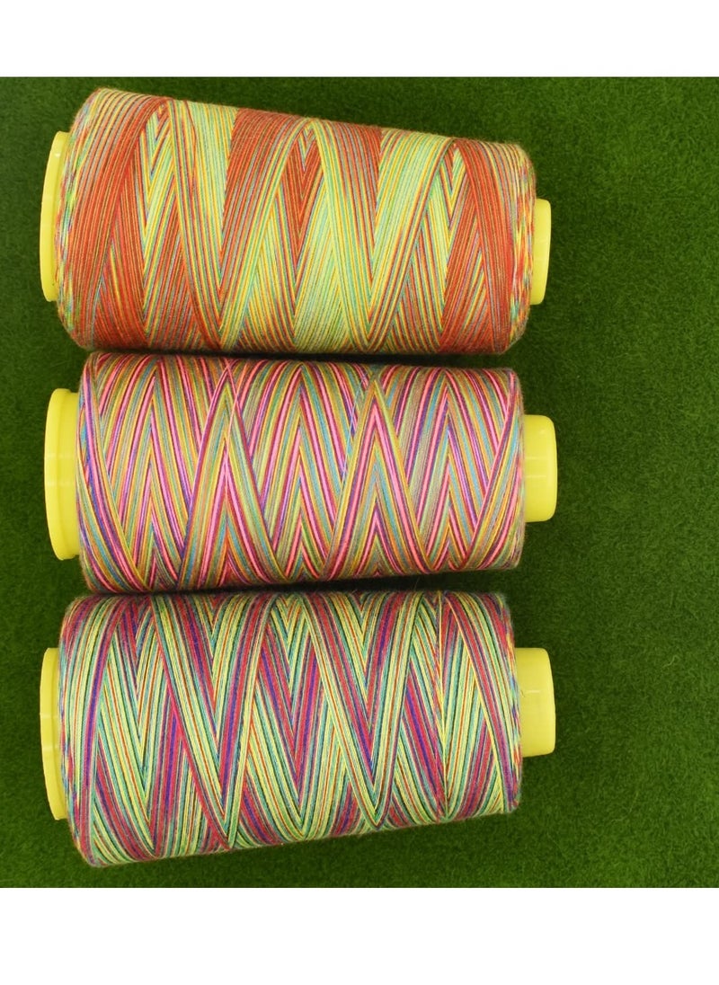 SYOSI - Sewing Thread, Rainbow Variegated Polyester Sewing Machine Thread All-Purpose Thread 3 Cones of 3000 Yards Each Spool Thread for Sewing Quilting Overlock Embroidery Hand Embroidery - Image 1