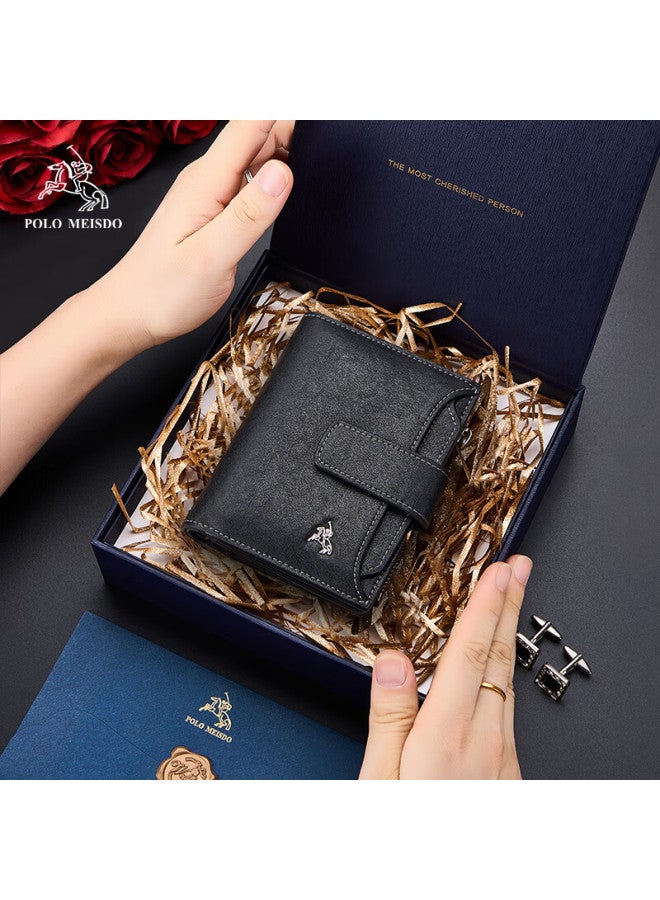 Polomeisdo Men's Wallet, Short Style Billfold Gift Box, Sold By Jd, New Year Gift For Boyfriend, Husband, Father, Practical Present - Image 2