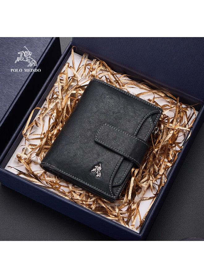 Polomeisdo Men's Wallet, Short Style Billfold Gift Box, Sold By Jd, New Year Gift For Boyfriend, Husband, Father, Practical Present - Image 1