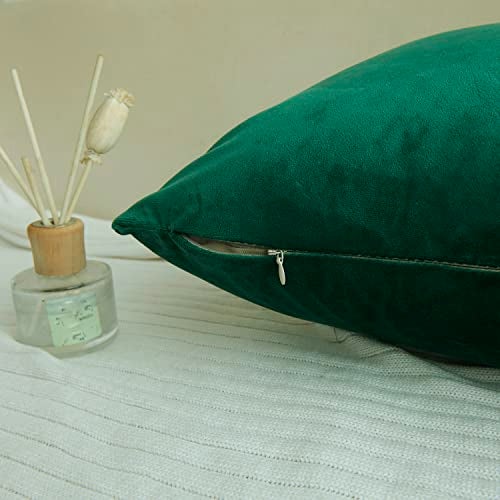 Hibate 2 Pack Soft Velvet Couch Throw Pillow Covers 20x20 Inch for Sofa Living Room Bedroom (Emerald Green) - Image 3