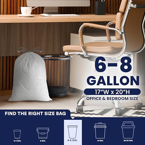Plasticplace 4 - 6 Gallon White Drawstring Bags, 100% Prime Material, 17x20, 0.7 Mil, 200/Case - Image 3