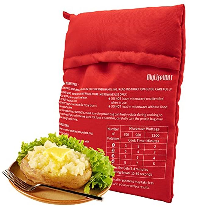 MyLifeUNIT Microwave Potato Bag, Baked Potato Microwave Baking Bag, Red