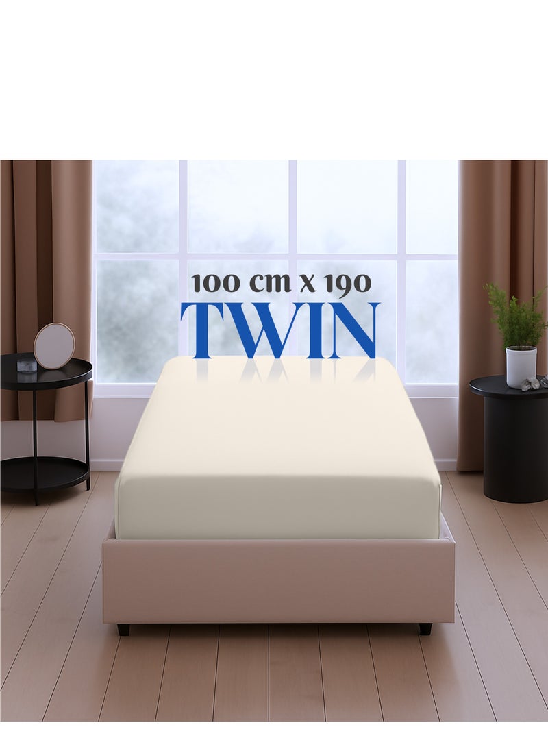 Infinitee Xclusives Infinitee Xclusives Twin Size Fitted Sheet (100 cm x 190 cm) – 40cm Deep Pocket Bed Sheet – Soft Microfiber – Shrink Resistant Bed Sheet – 1 Fitted Bed Sheet Only (Beige)  - Image 2