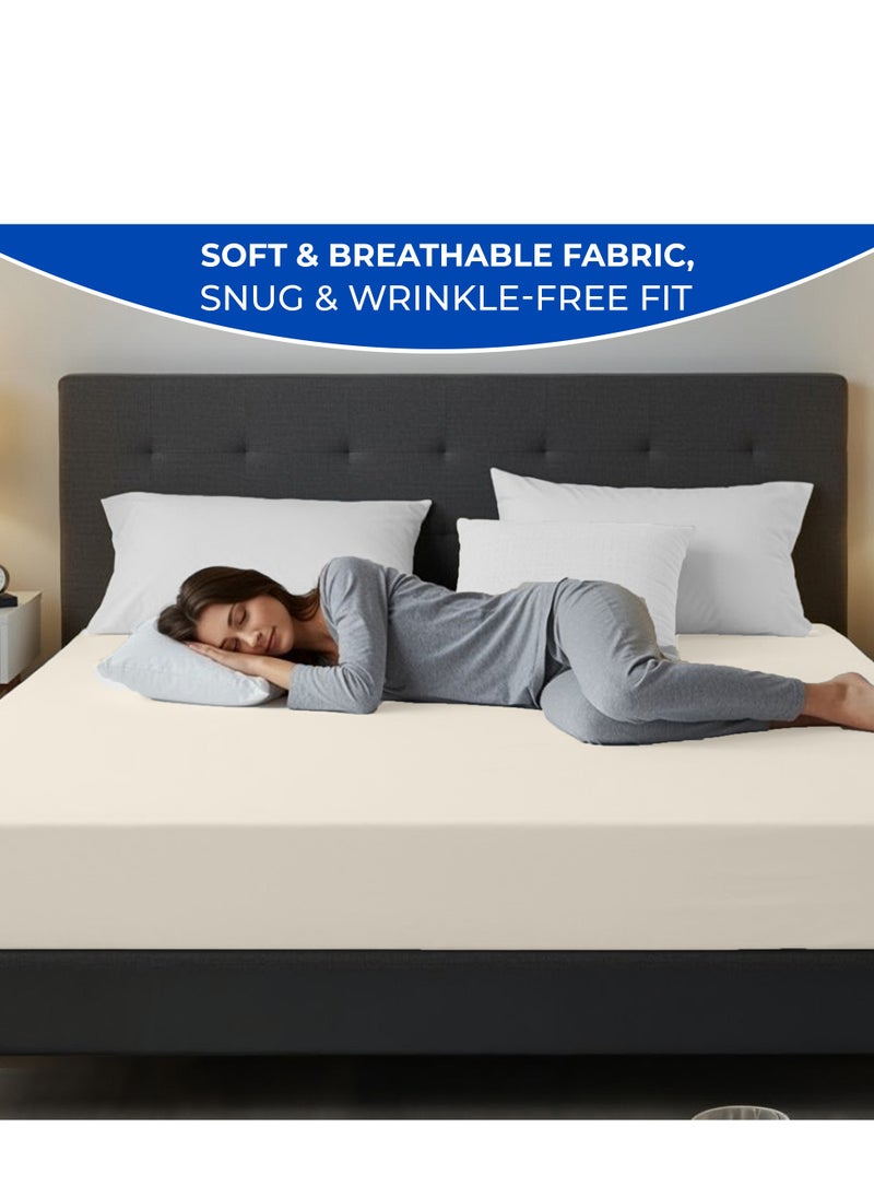 Infinitee Xclusives Infinitee Xclusives Twin Size Fitted Sheet (100 cm x 190 cm) – 40cm Deep Pocket Bed Sheet – Soft Microfiber – Shrink Resistant Bed Sheet – 1 Fitted Bed Sheet Only (Beige)  - Image 3