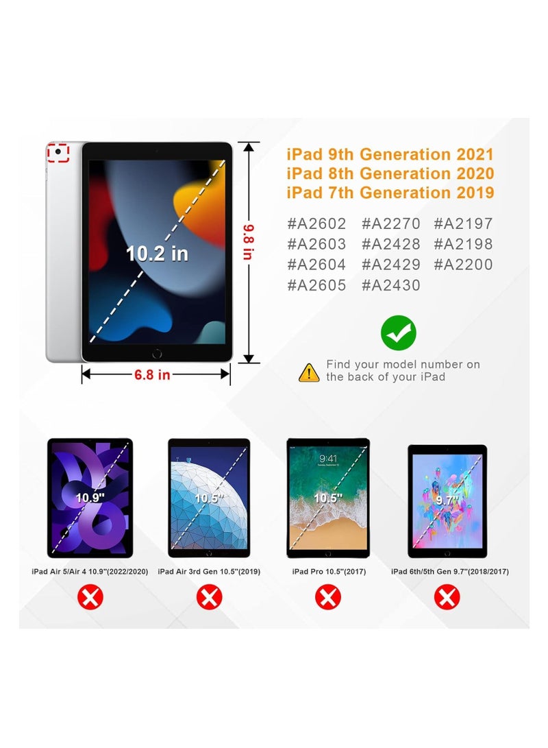 حافظة Ecosystem Hybrid متوافقة مع iPad من الجيل التاسع/الثامن/السابع (طراز 2021/2020/2019، 10.2/10.5 بوصة) - غطاء مقاوم للصدمات مع غلاف خلفي شفاف مع حامل قلم، إيقاظ/سكون تلقائي (أسود) - Image 3