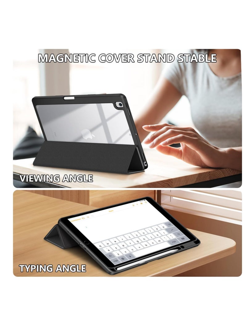 حافظة Ecosystem Hybrid متوافقة مع iPad من الجيل التاسع/الثامن/السابع (طراز 2021/2020/2019، 10.2/10.5 بوصة) - غطاء مقاوم للصدمات مع غلاف خلفي شفاف مع حامل قلم، إيقاظ/سكون تلقائي (أسود) - Image 2