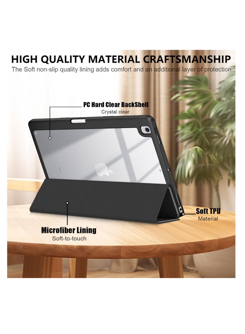 حافظة Ecosystem Hybrid متوافقة مع iPad من الجيل التاسع/الثامن/السابع (طراز 2021/2020/2019، 10.2/10.5 بوصة) - غطاء مقاوم للصدمات مع غلاف خلفي شفاف مع حامل قلم، إيقاظ/سكون تلقائي (أسود) - Image 4