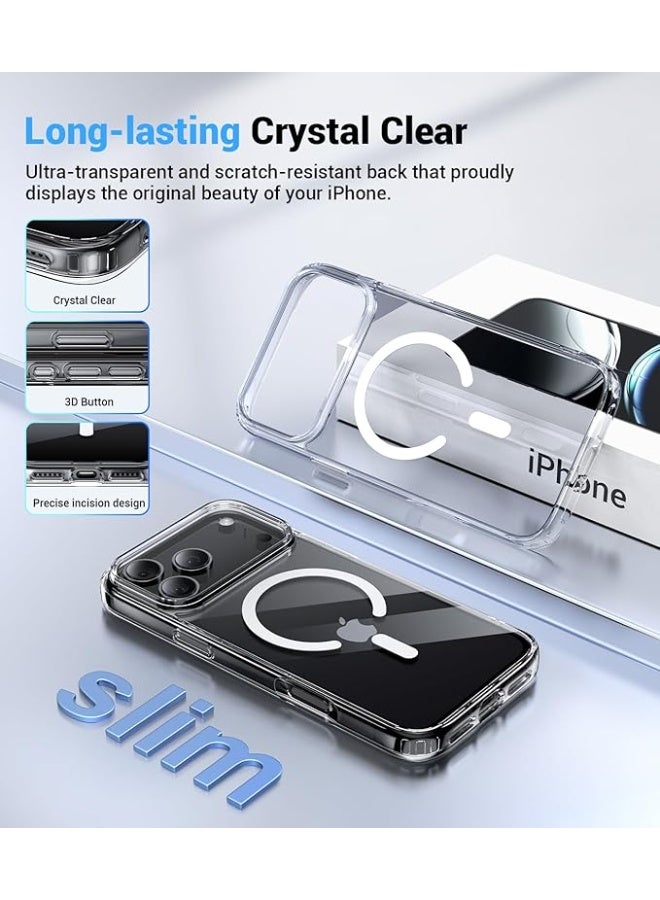 كيس جراب مغناطيسي لموبايل ابل ايفون 17 برو 6.3 انش، متوافق مع ماج سيف، لا يصفر ابدا، جراب موبايل شفاف، مضاد للصدمات، مقاوم للخدش، جراب حماية خلفي - Image 3