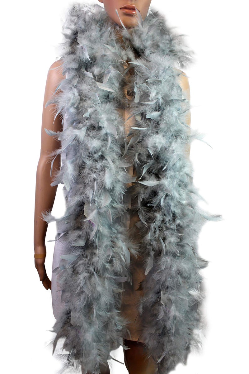 Flydreamfeathers 100 Gram 2 Yard Long Chandelle Feather Boa over 10 Colors, Great for Party, Wedding, Costume (Silver Grey Color) - Image 4