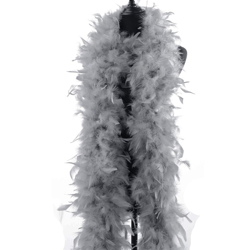 Flydreamfeathers 100 Gram 2 Yard Long Chandelle Feather Boa over 10 Colors, Great for Party, Wedding, Costume (Silver Grey Color) - Image 3