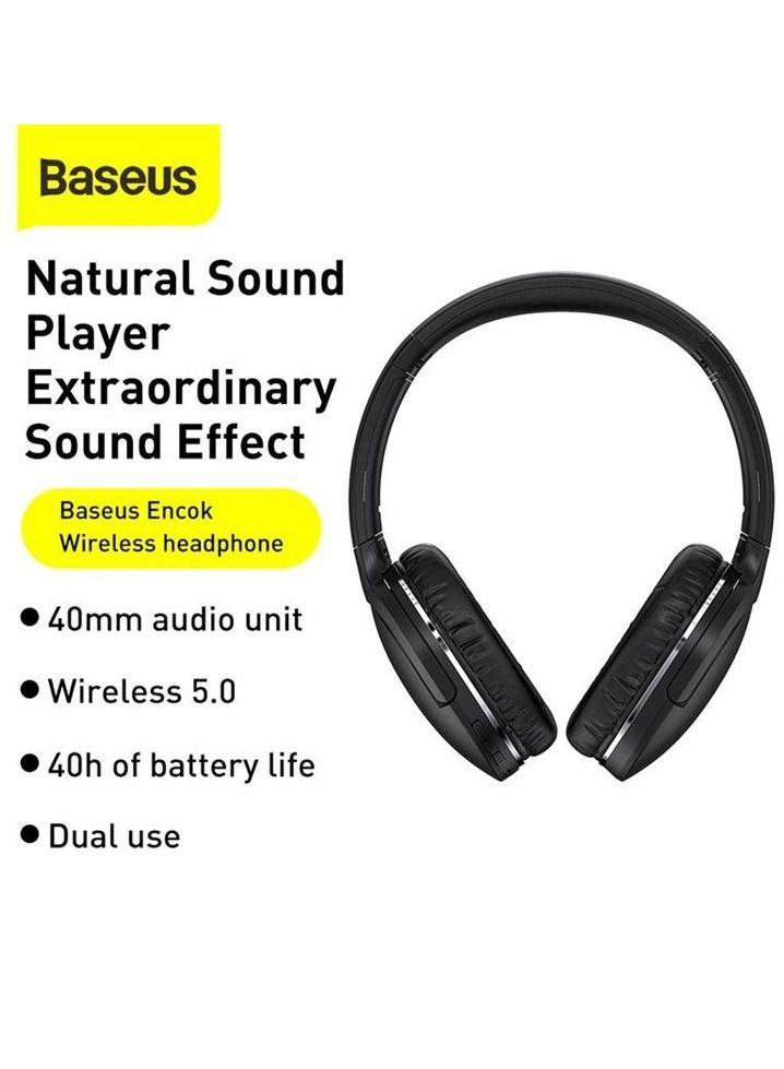 Base Encok Wireless Headphone D02 Pro Bluetooth Music Headset V5.0 Wireless Version with 50H Playtime 450mAh 3.7V  ABS PC Material Black - Image 5