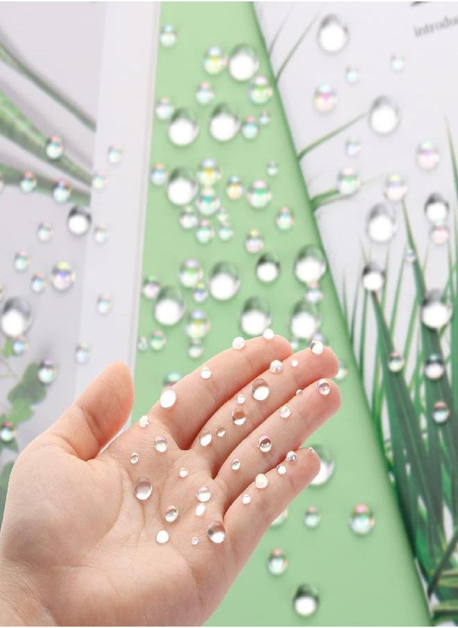 MIKIMIQI - MIKIMIQI 700 Pcs Clear Dewdrop Holographic Water Droplets Embellishments Scrapbooking Card Making Supplies Resin Dewdrop Beads Clear Waterdrop for DIY Crafts Paper Decor (AB Clear) - Image 1