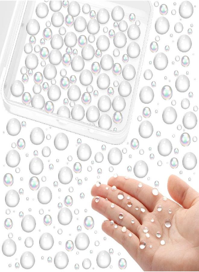 MIKIMIQI - MIKIMIQI 700 Pcs Clear Dewdrop Holographic Water Droplets Embellishments Scrapbooking Card Making Supplies Resin Dewdrop Beads Clear Waterdrop for DIY Crafts Paper Decor (AB Clear) - Image 1