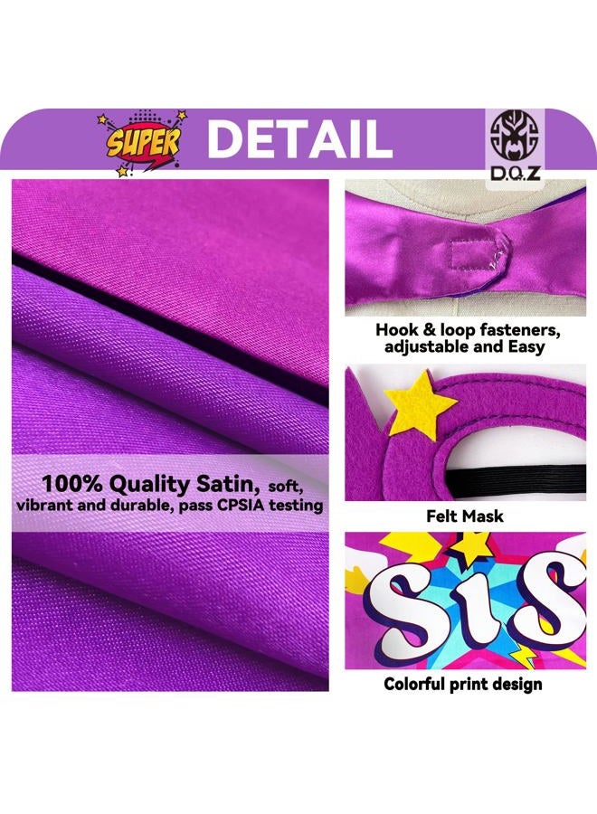 D.Q.Z Superhero-Capes and Masks for Kids, Big Sister Gifts for Girls' Role Play New Sibling Birthday Family Party (Purple) - Image 5