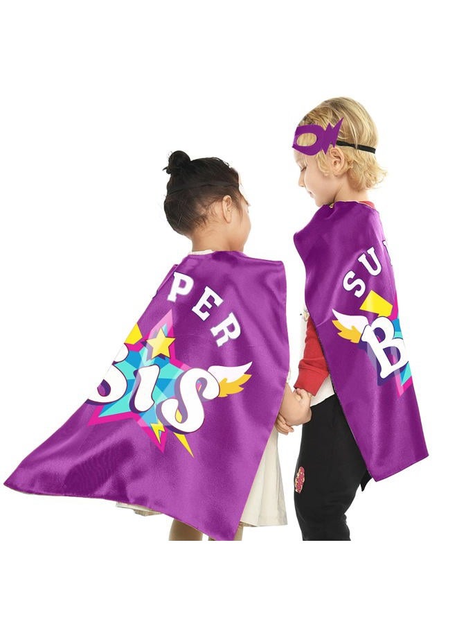 D.Q.Z Superhero-Capes and Masks for Kids, Big Sister Gifts for Girls' Role Play New Sibling Birthday Family Party (Purple) - Image 4