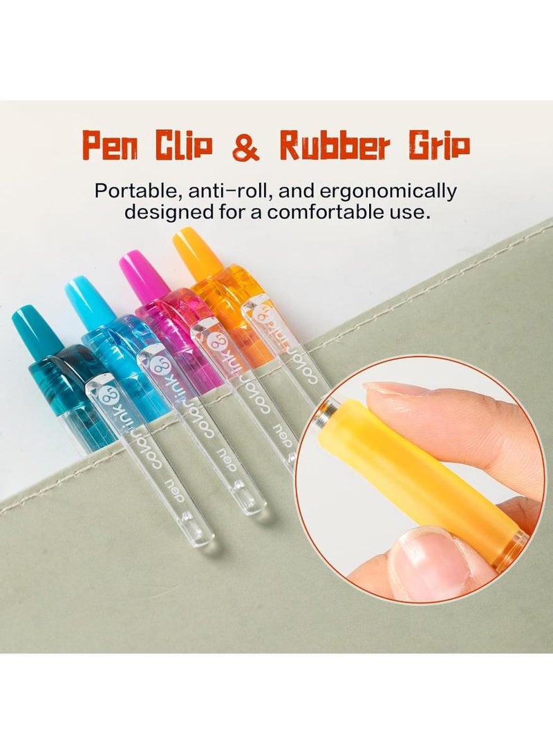 Deli 12 Colors Retractable Gel Pens, Fine Point 0.5mm Gel Pens with Comfort Grip, Assorted Color Inks for Drawing, Journaling, Note Taking, and School Supplies - Image 5