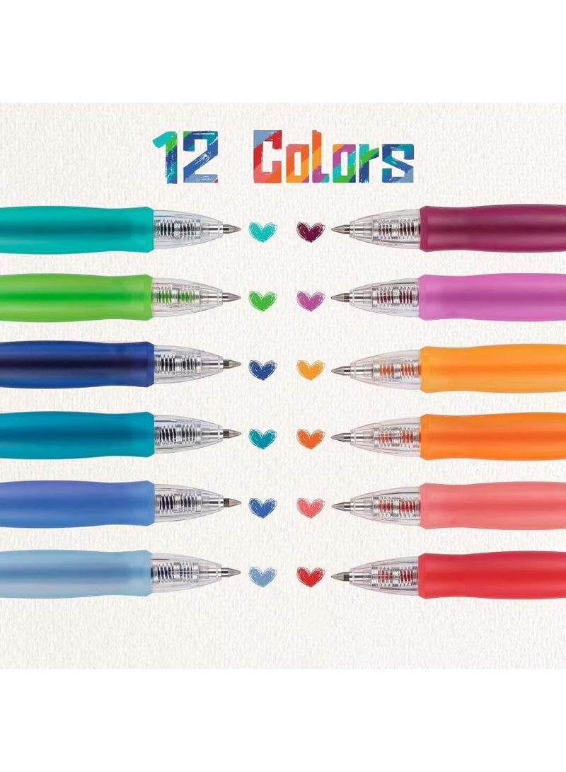 Deli 12 Colors Retractable Gel Pens, Fine Point 0.5mm Gel Pens with Comfort Grip, Assorted Color Inks for Drawing, Journaling, Note Taking, and School Supplies - Image 2