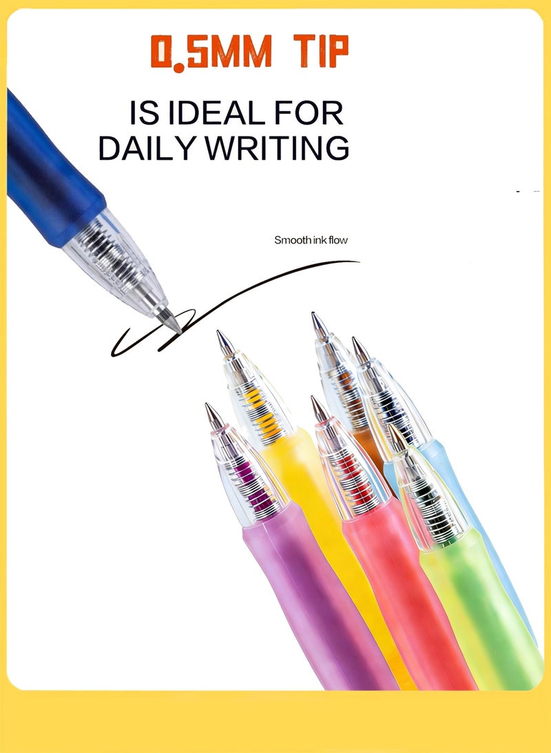 Deli 12 Colors Retractable Gel Pens, Fine Point 0.5mm Gel Pens with Comfort Grip, Assorted Color Inks for Drawing, Journaling, Note Taking, and School Supplies - Image 3