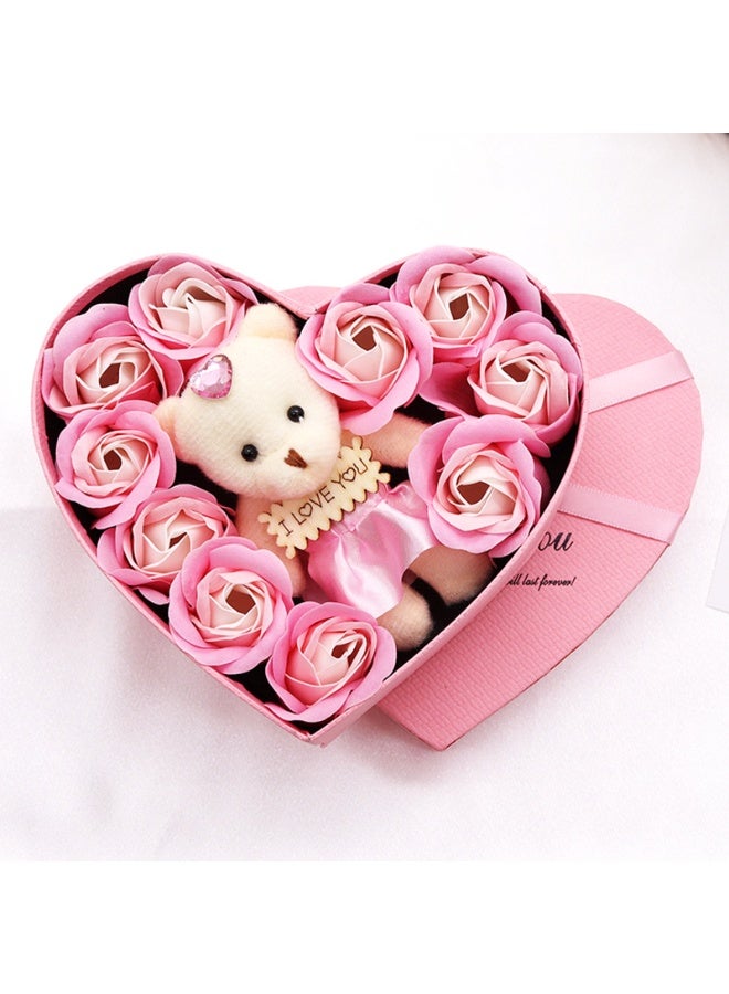 Rose Bear with Heart Box Romantic Roses Flower Gift Box with Cute Teddy Bear for Mothers Day Anniversary Birthday Valentines Day Gift - Image 2
