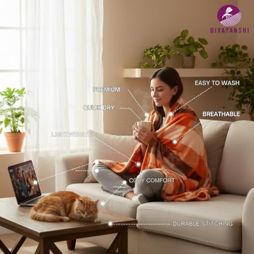 Divayanshi Premium Fleece Blanket 44x70 Inches – Ultra Soft, Lightweight 250g Winter Blanket for Home, Travel & All-Season Use- (Pack of 5) - Image 2
