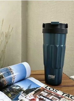 TYESO TYESO double-layer vacuum handheld insulated cup | Compact anti scald wound+12 hour ice lock, office/desert travel, UAE high temperature Kexing (blue)  - Image 1