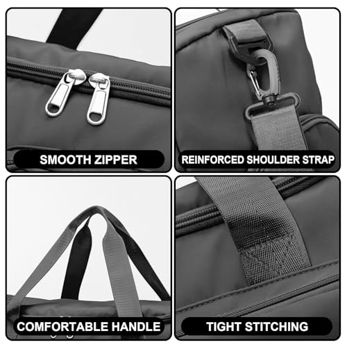 Suruid Gym Bag for Women Men, Travel Duffle Bag Large Capacity Carry On Weekender Bag With Shoe Compartment Gym Tote Dry Wet Separation Duffel Bag with Makeup Bag, Black - Image 4