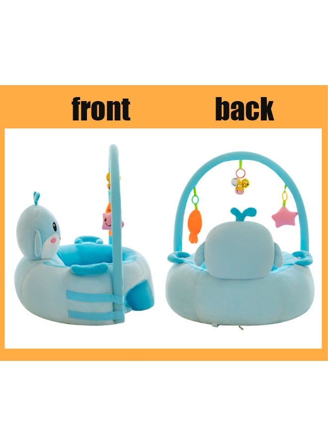Vinnatsu Baby Chair Infant Chair for 6-36 Months Baby Sitting Learning Chair with Music and Teether Rattles and Pendants Baby Sofa Sponge Baby Chair Toy Sofa Cartoon Cute Plush Newborn Sofa Toddler Children Gift, Suitable for Baby Children Blue  - Image 4