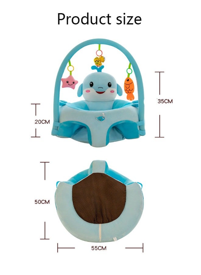Vinnatsu Baby Chair Infant Chair for 6-36 Months Baby Sitting Learning Chair with Music and Teether Rattles and Pendants Baby Sofa Sponge Baby Chair Toy Sofa Cartoon Cute Plush Newborn Sofa Toddler Children Gift, Suitable for Baby Children Blue  - Image 2