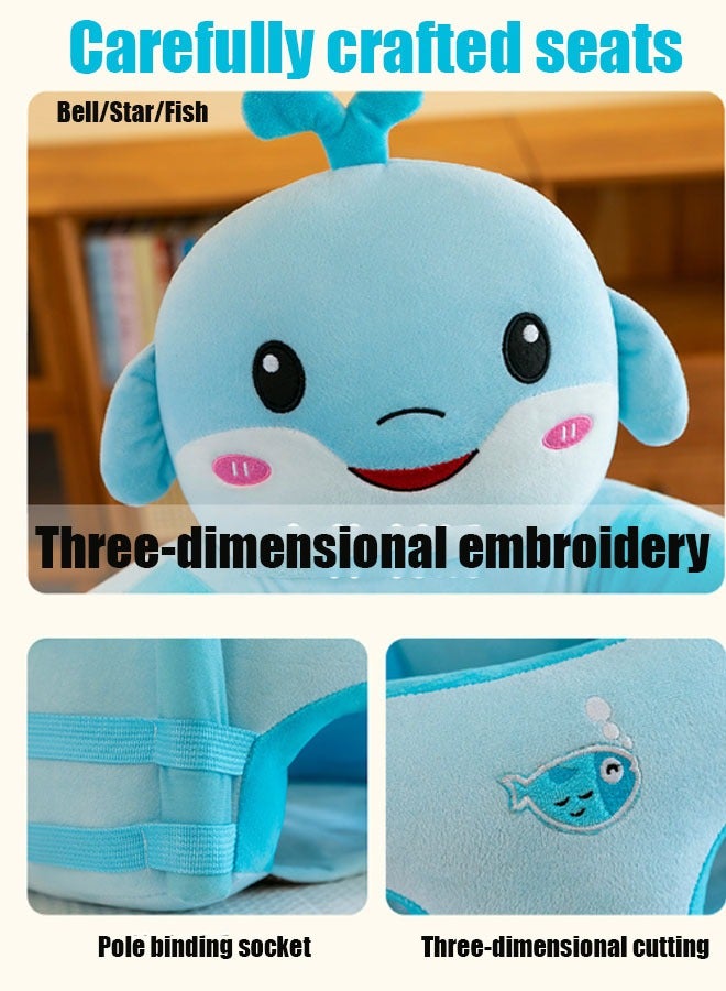 Vinnatsu Baby Chair Infant Chair for 6-36 Months Baby Sitting Learning Chair with Music and Teether Rattles and Pendants Baby Sofa Sponge Baby Chair Toy Sofa Cartoon Cute Plush Newborn Sofa Toddler Children Gift, Suitable for Baby Children Blue  - Image 3