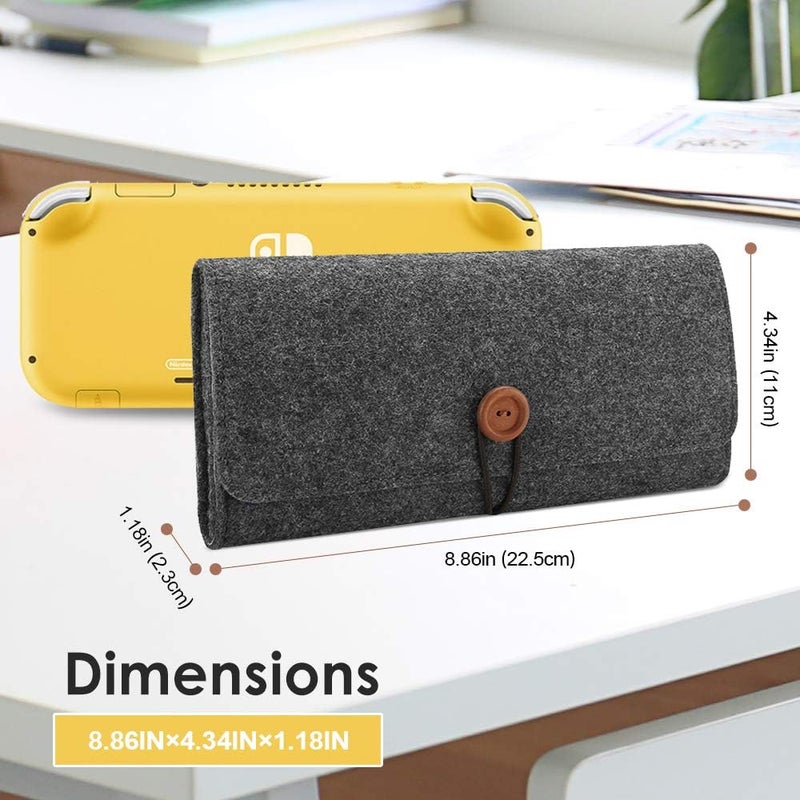 Procase Carrying Case for Nintendo Switch Lite, Portable Travel Carrying Bag Ultra Slim Professional Protective Felt Pouch for Nintendo Switch Lite 2019 with 5 Game Cartridges Holders -Black - Image 3