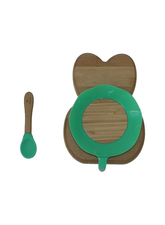 Mori Mori Rabbit Plate With Spoon And Silicone Suction - Green - Image 4