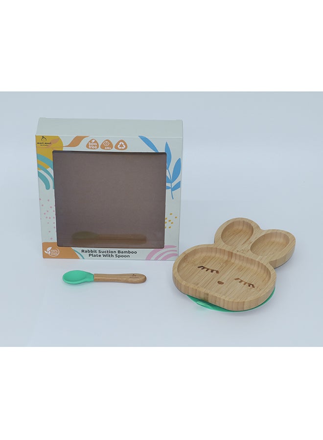 Mori Mori Rabbit Plate With Spoon And Silicone Suction - Green - Image 5