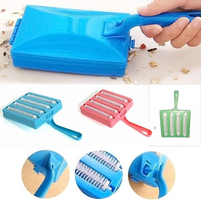 BLUEJACK Bluejack Plastic Cleaning Tools Accessories Handheld 4 Roller Carpet Roller Brush Dust Crumb Collector for Car SeatsTable LinenSofa Household Floor Table cloth Pet Hair Multicolour PACK OF 1  - Image 1