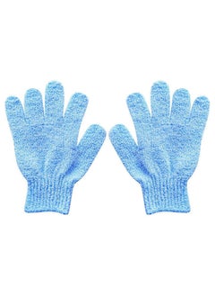 Generic 2 Pieces Exfoliating Gloves Body Scrub Bath Gloves, Double Sided Exfoliating Gloves for Body clean, Skin Shower Scrubber (Blue)  - Image 1