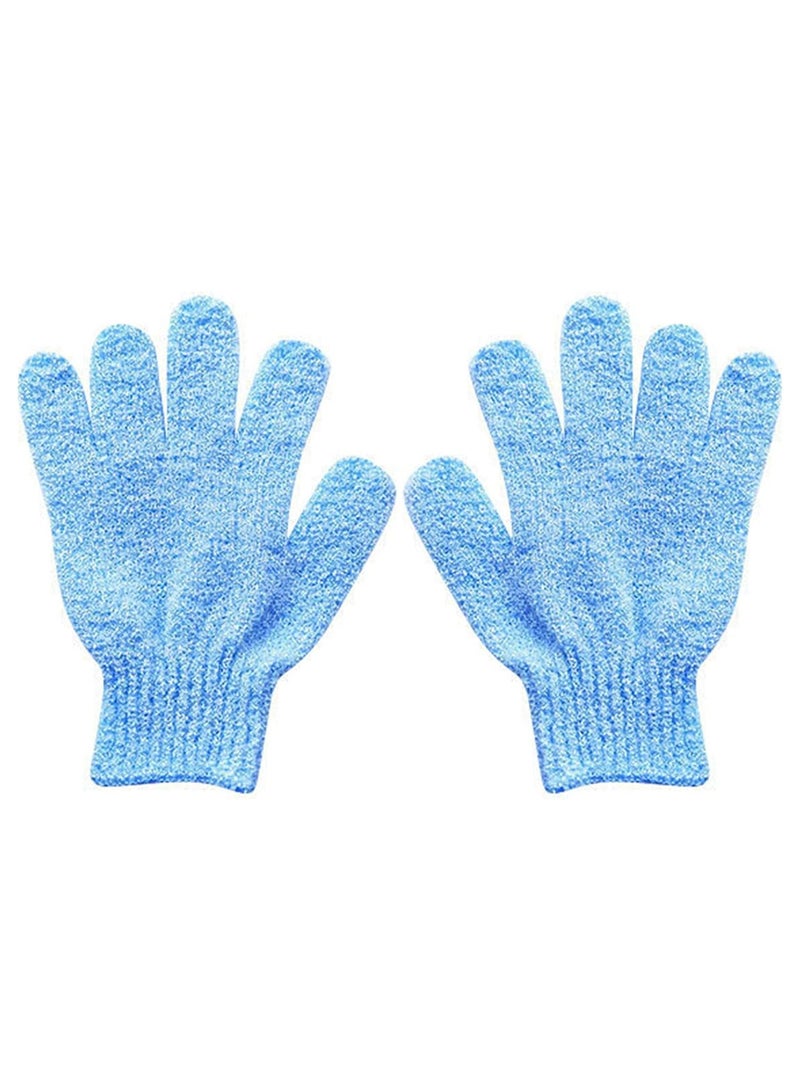 2 Pieces Exfoliating Gloves Body Scrub Bath Gloves, Double Sided Exfoliating Gloves for Body clean, Skin Shower Scrubber (Blue)  - Image 1