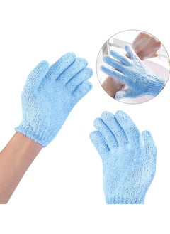 Generic 2 Pieces Exfoliating Gloves Body Scrub Bath Gloves, Double Sided Exfoliating Gloves for Body clean, Skin Shower Scrubber (Blue)  - Image 2