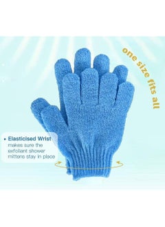 Generic 2 Pieces Exfoliating Gloves Body Scrub Bath Gloves, Double Sided Exfoliating Gloves for Body clean, Skin Shower Scrubber (Blue)  - Image 3
