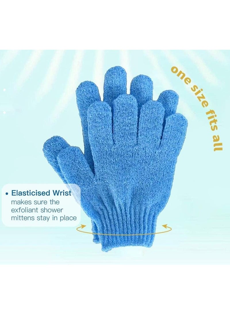 2 Pieces Exfoliating Gloves Body Scrub Bath Gloves, Double Sided Exfoliating Gloves for Body clean, Skin Shower Scrubber (Blue)  - Image 3