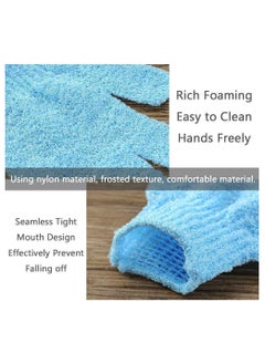 Generic 2 Pieces Exfoliating Gloves Body Scrub Bath Gloves, Double Sided Exfoliating Gloves for Body clean, Skin Shower Scrubber (Blue)  - Image 4