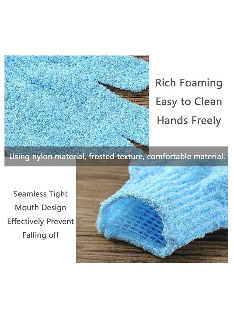2 Pieces Exfoliating Gloves Body Scrub Bath Gloves, Double Sided Exfoliating Gloves for Body clean, Skin Shower Scrubber (Blue)  - Image 4