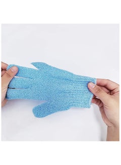 Generic 2 Pieces Exfoliating Gloves Body Scrub Bath Gloves, Double Sided Exfoliating Gloves for Body clean, Skin Shower Scrubber (Blue)  - Image 5