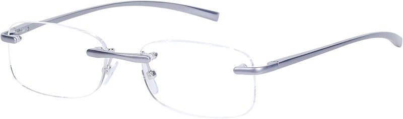 JoXiGo Rimless Reading Glasses for Mens Womens Rectangular Spring Hinge Lightweight with Glasses Case - Image 2