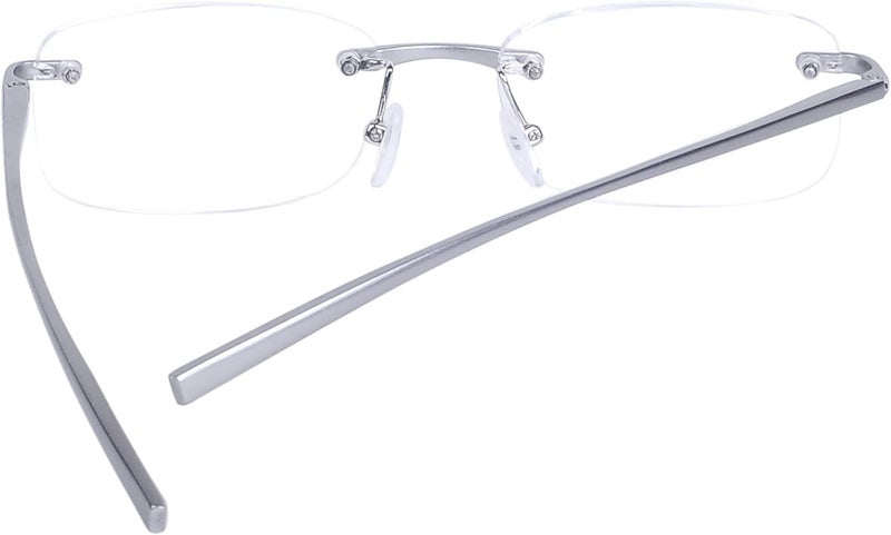 JoXiGo Rimless Reading Glasses for Mens Womens Rectangular Spring Hinge Lightweight with Glasses Case - Image 3