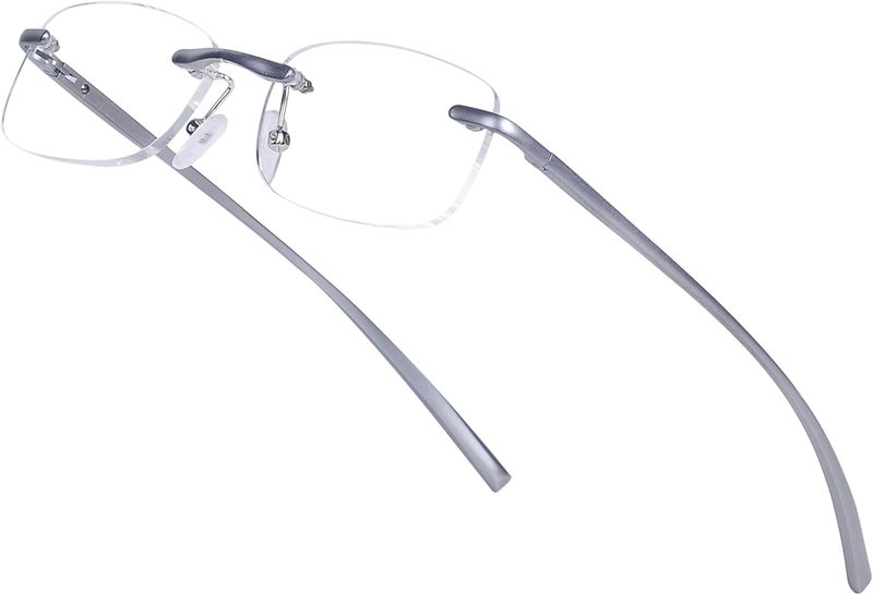 JoXiGo Rimless Reading Glasses for Mens Womens Rectangular Spring Hinge Lightweight with Glasses Case - Image 1