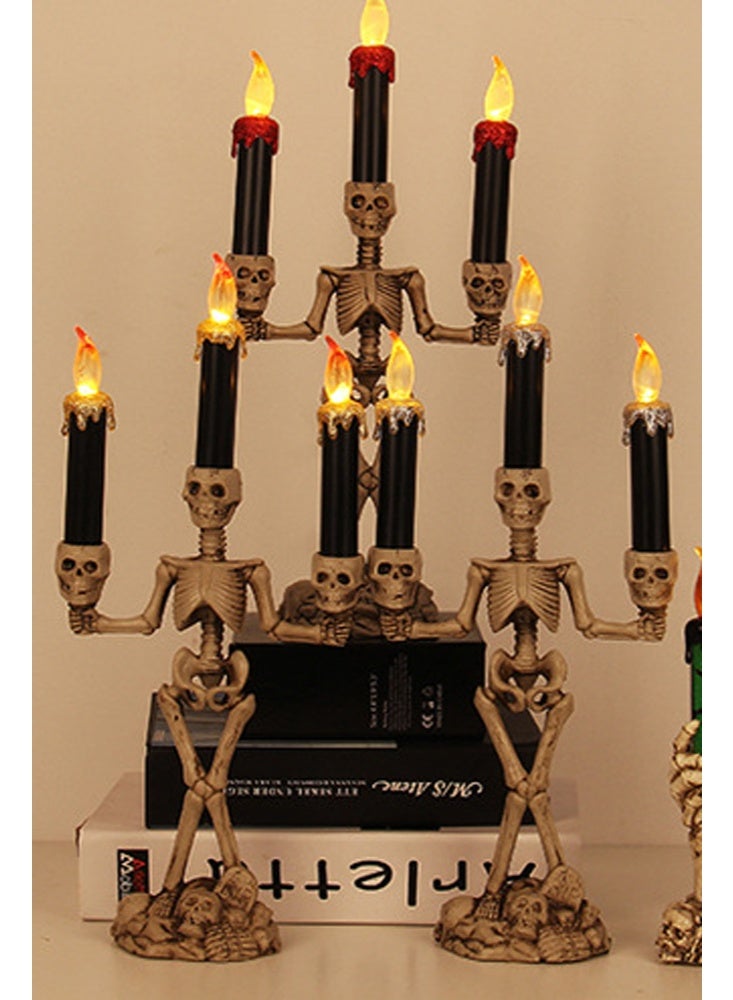 Candle Light Candle Candelabra Lamp with LED Flameless Battery for Party Home Gathering and Haunted House Decoration Halloween (Red) - Image 3
